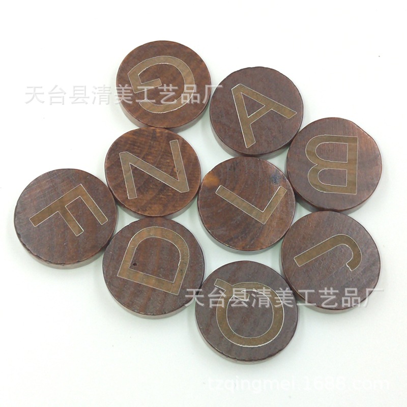 30mm madera grabado 26 letras/números oblea 7mm grueso madera grabado A- Z letras oblea