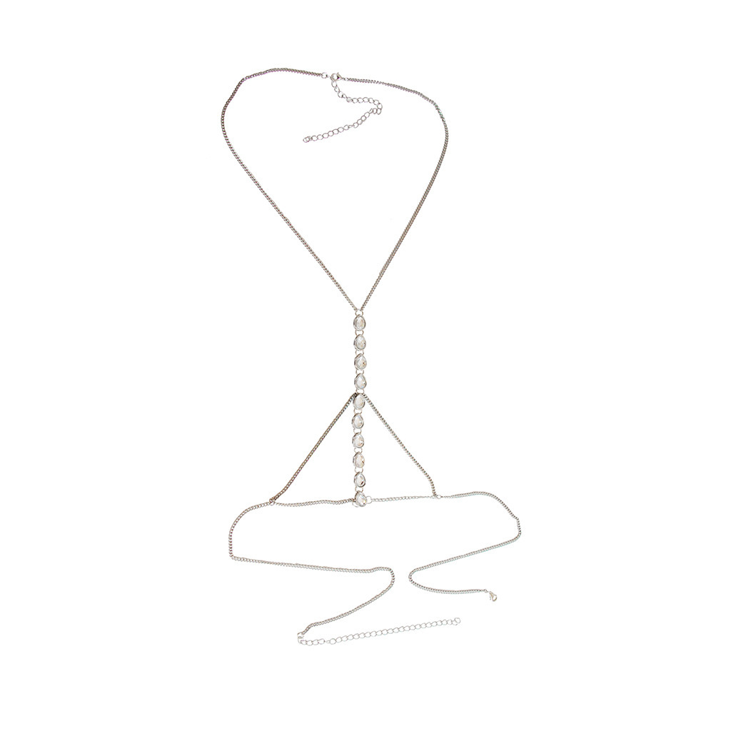 Joyería transfronteriza europea y americana nuevo collar simple moda diamante-incrustado sexy cuerpo Cadena de múltiples capas Cadena de pecho cadena ventas directas de la fábrica