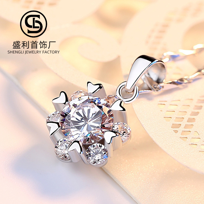 Collar de plata esterlina s999 Cadena de clavícula hembra s999 copo de nieve colgante accesorios decoración corta simple micro diamante joyería de plata