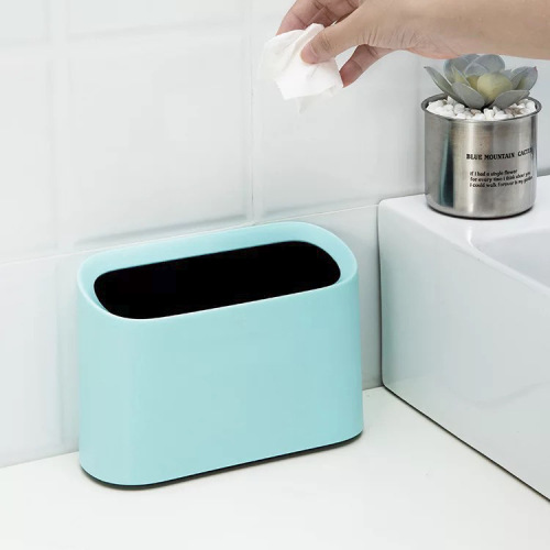 Desktop trash can mini office countertop bedroom household garbage bag multi-function car oval tilt mouth bucket