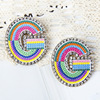 Fashionable universal earrings with letters, European style, simple and elegant design, with embroidery, wholesale