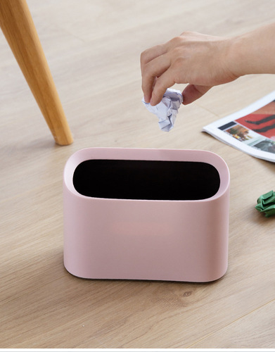 Desktop trash can mini office countertop bedroom household garbage bag multi-function car oval tilt mouth bucket
