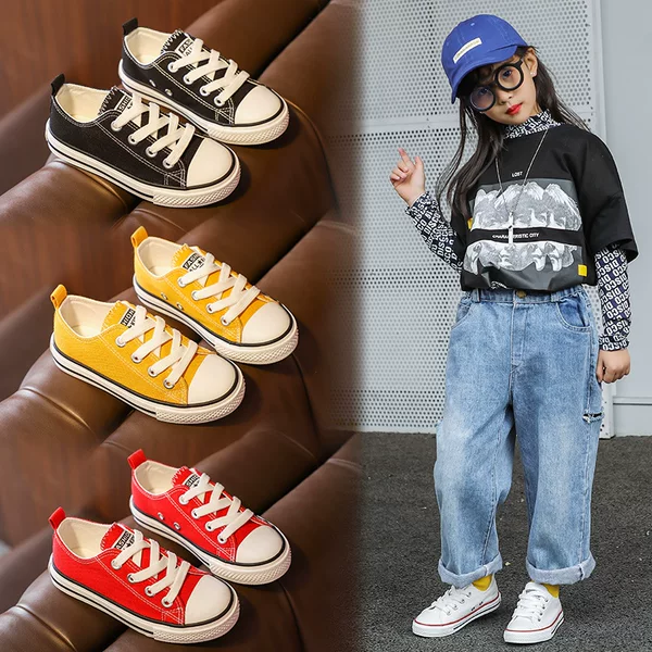 Children's Canvas Shoes 2025 Spring and Autumn Korean-style Low-top Board Shoes Boys and Girls Shoes Baby White Shoes Casual Cloth Shoes
