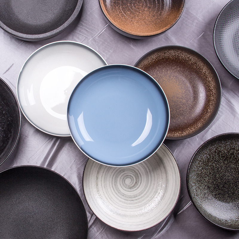 Gran cubertería de cerámica plato de cena occidental redondo plato hondo