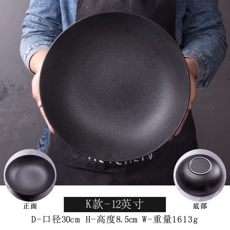 Gran cubertería de cerámica plato de cena occidental redondo plato hondo