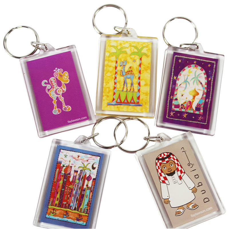 Guangzhou factory direct acrylic keychain open cover PS plastic keychain multifunctional photo frame keychain