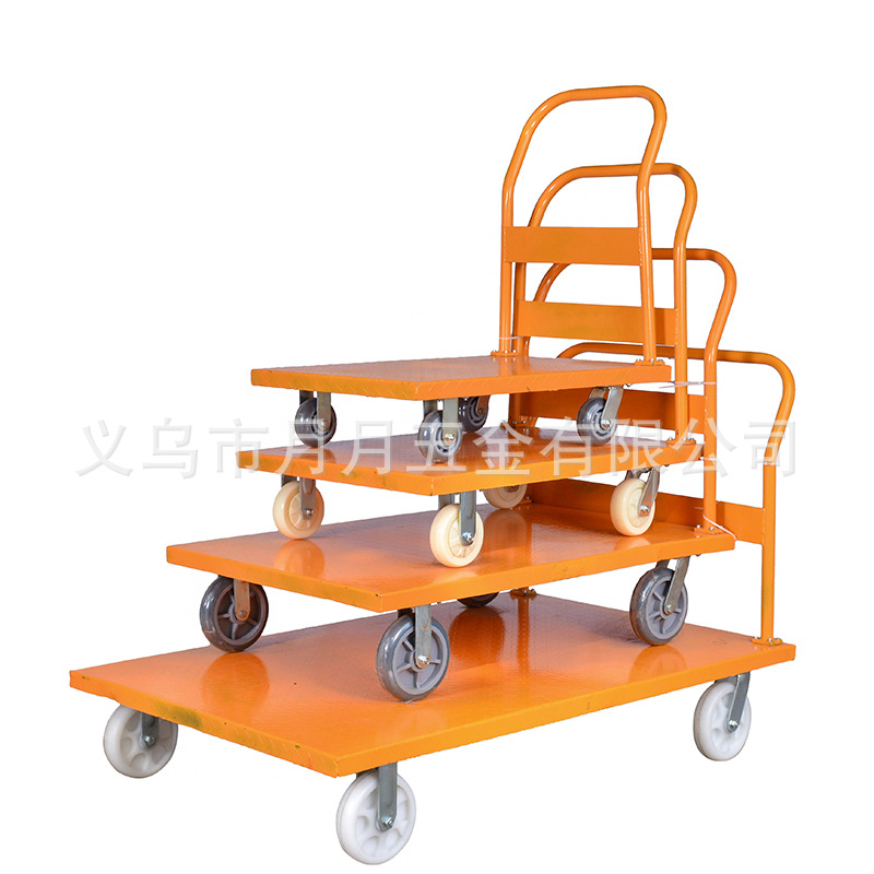 加厚拉货车铁质平板车静音小推车货搬运车钢板手推车四轮拖车工具