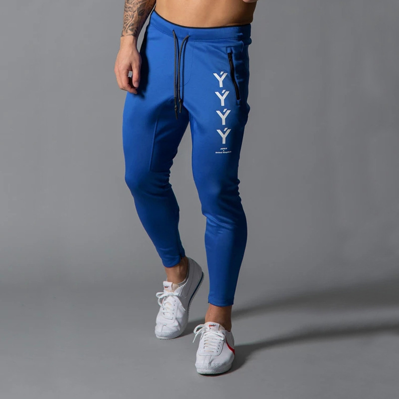 2021 Men's Fitness Pants Slim Fit Tapered Zipper Sweatpants Squat Jogging Plus Size Breathable Stretch Running Pants