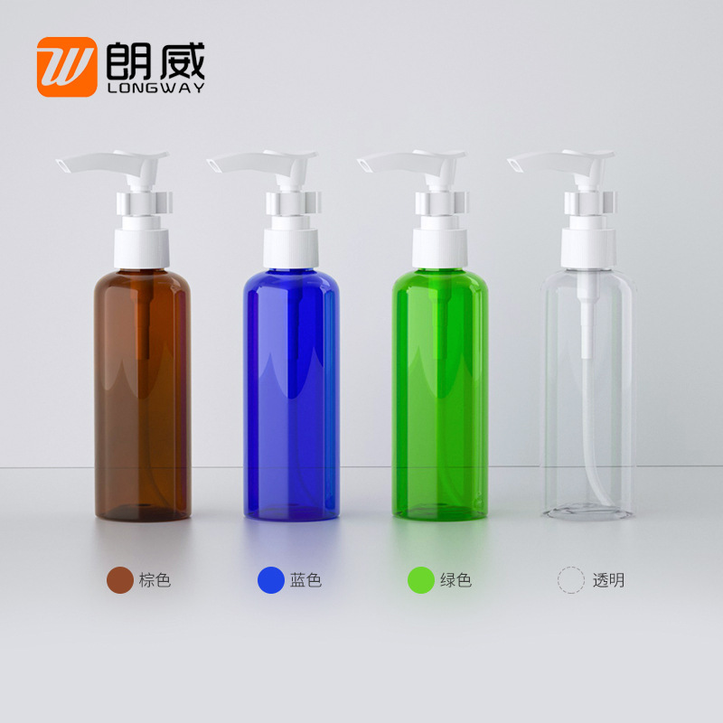 100mL ronda hombro socket bomba botella de loción sub-embalaje botella de prensa botella de boca de pájaro plástico botella de bomba de encaje de loción