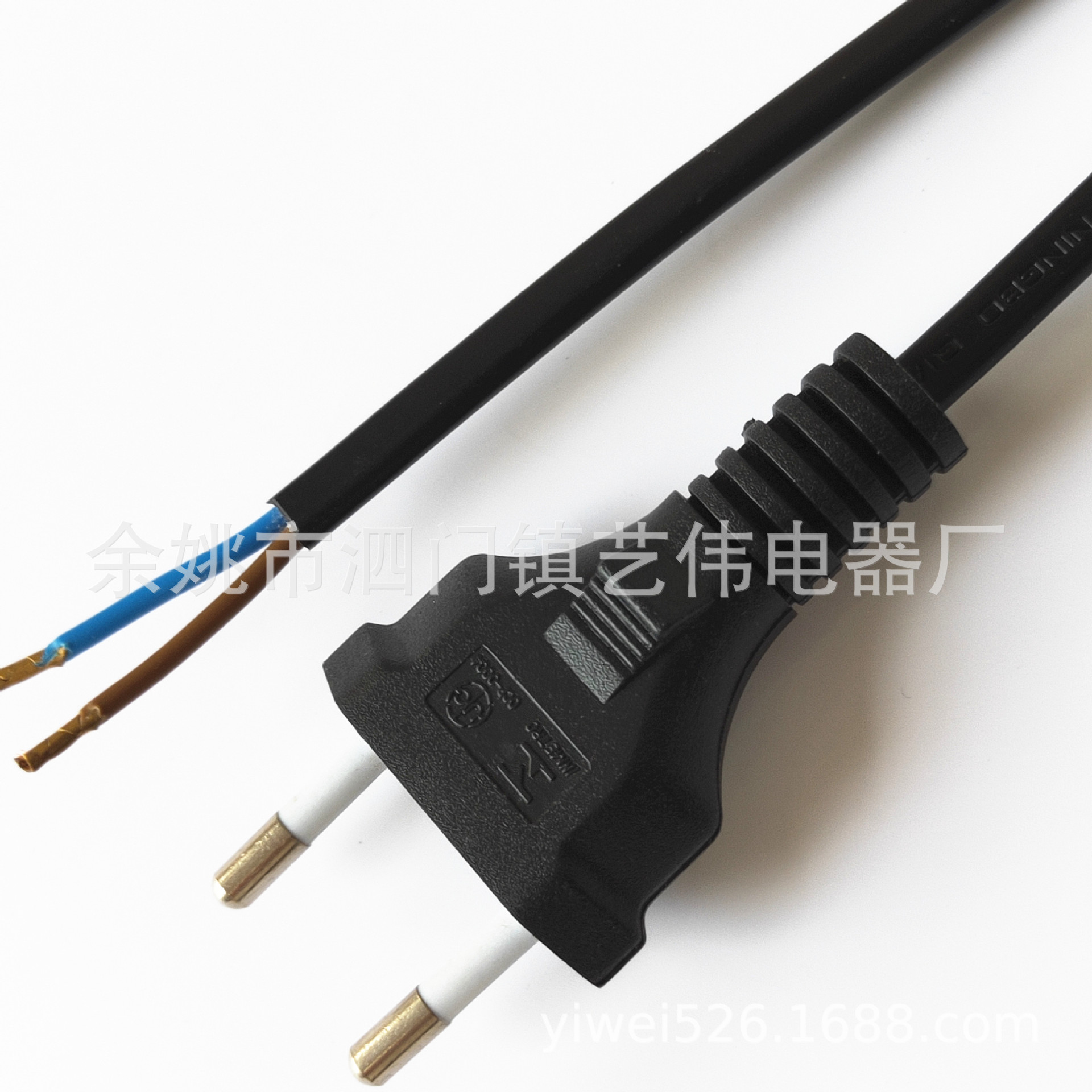 巴西两极插头线303开关插头电源线两芯欧规电源线插头两芯泰国插