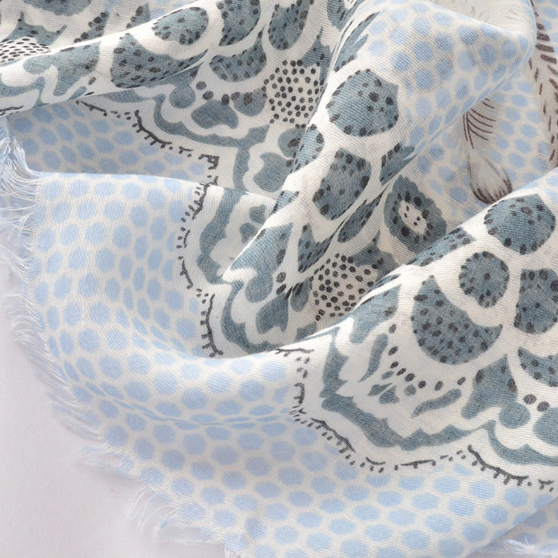 2020 moda europea pluma impresa algodón y lino bufanda primavera y verano nueva luz lujo bufanda larga bufanda aire acondicionado chal