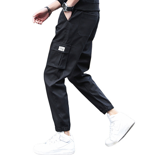 Men's Pants Spring and Autumn Trend Men's Clothing Thin Plain Ankle Pants Streetwear Work Pants Men's Casual Sports Nine-Foot Pants