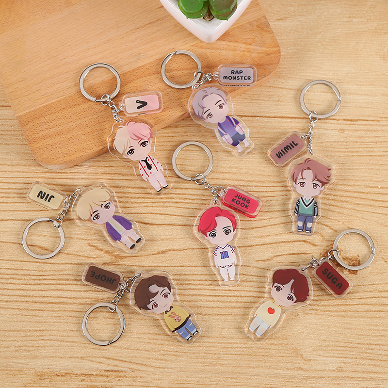 Bts Youth Group Custom Acrylic Keychain Anime Double Layer Transparent Acrylic Pendant Advertising Keychain