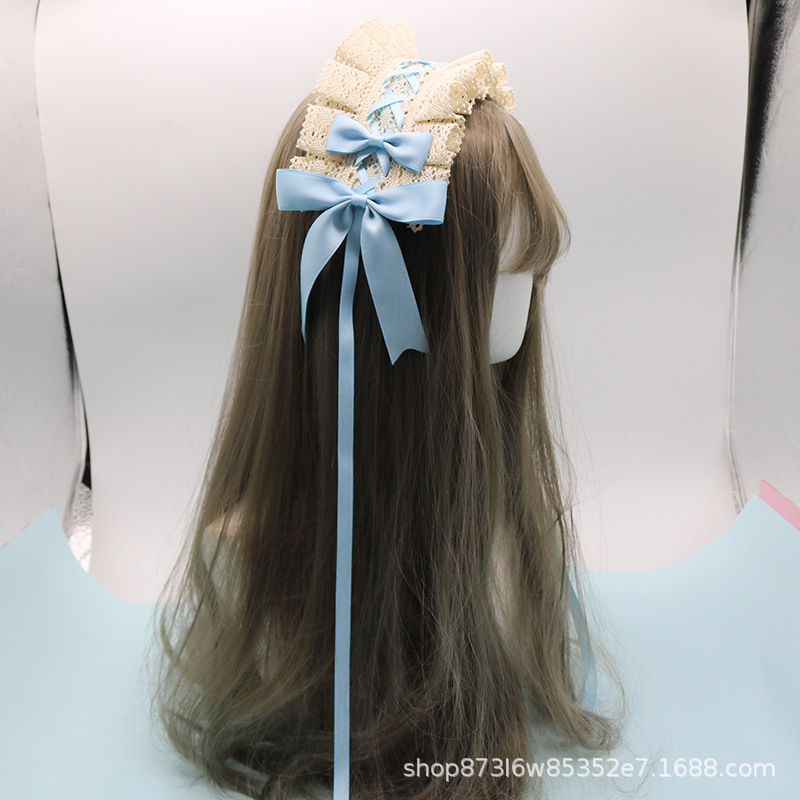 日本系の柔らかい妹lolitaのカチューシャのレースのヘアピンlolitaの甘い日常の百合のヘアバンドの蝶結びkcの頭飾り