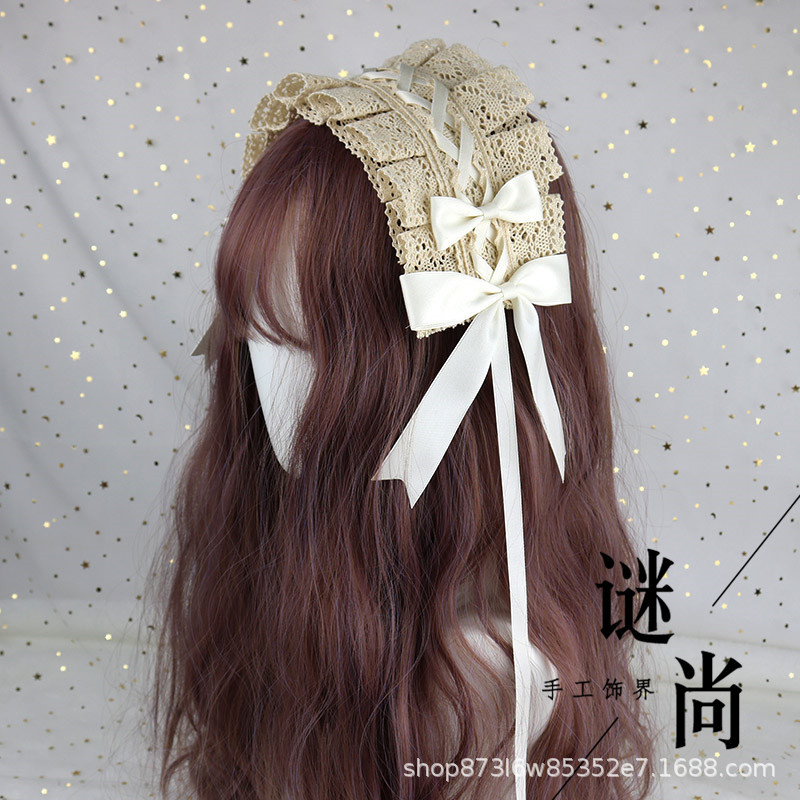 日本系の柔らかい妹lolitaのカチューシャのレースのヘアピンlolitaの甘い日常の百合のヘアバンドの蝶結びkcの頭飾り