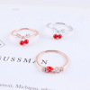 Small sophisticated zirconium, ring, strawberry, jewelry, South Korea