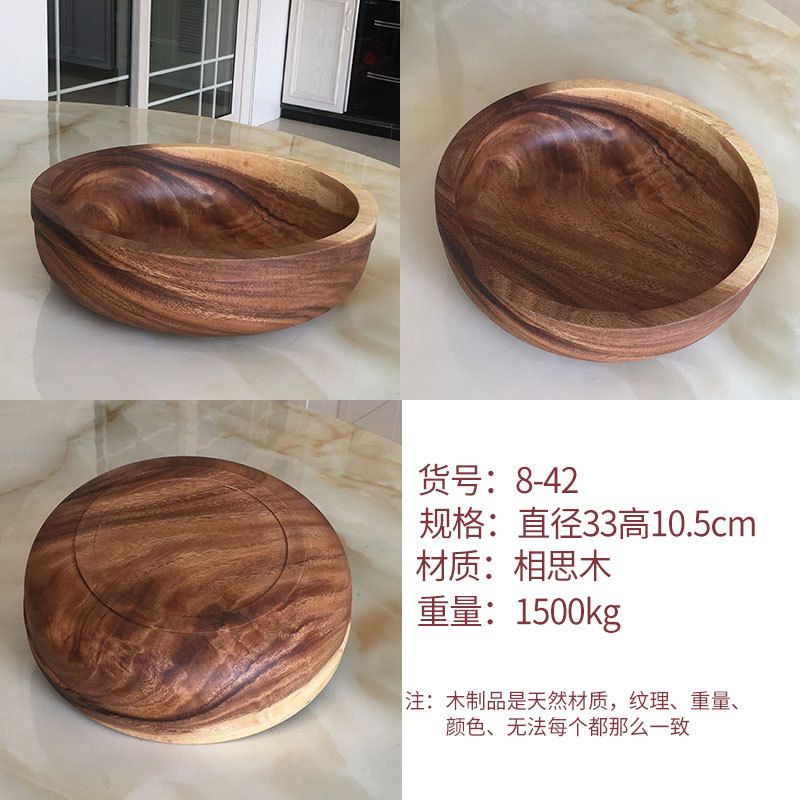 Madera entera directa de la fábrica cavando el lavabo de madera extra grande redondo cuenco de madera creativo madera del Acacia que mezcla el lavabo madera sólida en existencia
