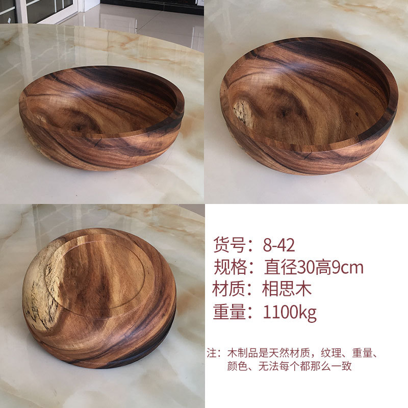 Madera entera directa de la fábrica cavando el lavabo de madera extra grande redondo cuenco de madera creativo madera del Acacia que mezcla el lavabo madera sólida en existencia
