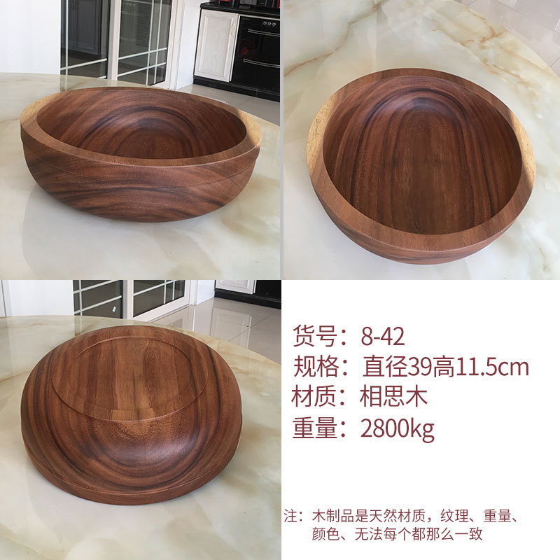 Madera entera directa de la fábrica cavando el lavabo de madera extra grande redondo cuenco de madera creativo madera del Acacia que mezcla el lavabo madera sólida en existencia
