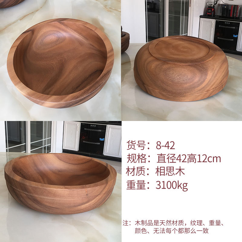 Madera entera directa de la fábrica cavando el lavabo de madera extra grande redondo cuenco de madera creativo madera del Acacia que mezcla el lavabo madera sólida en existencia