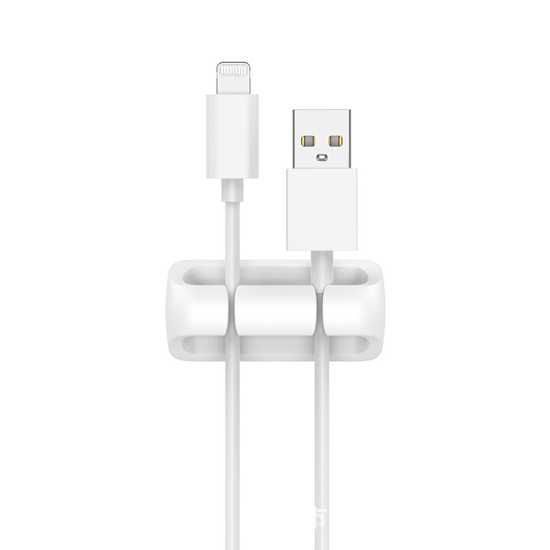 Enrollador de silicona cable de alimentación de escritorio Cable de almacenamiento de alambre clip de cable de datos organizador de cable Tarjeta de cable de soporte autoadhesivo