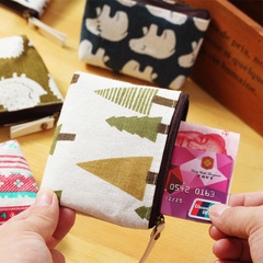 Retro Korean style cotton and linen small fresh coin purse coin purse simple fashion canvas cartoon key bag storage bag