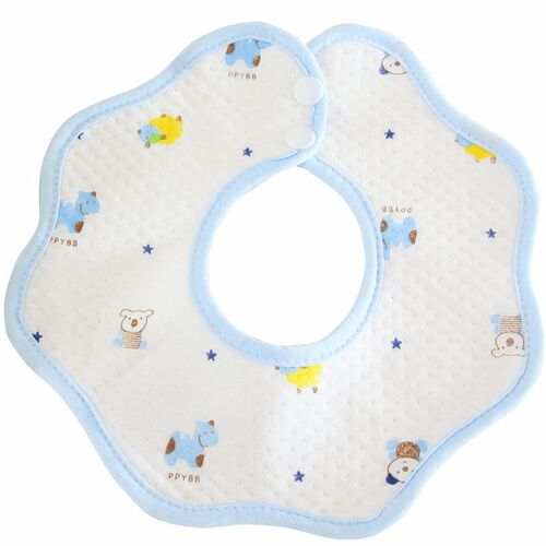In-stock drool bibs for infants and toddlers—100% cotton waterproof bibs, octagonal U-shaped petal-style bibs, eco-friendly cotton baby drool bibs.