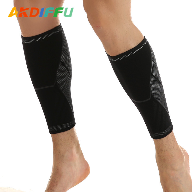 Verano Delgado unisex soporte de pantorrilla tejido de nylon de cuatro lados de compresión elástica soporte de la pierna deportes soporte de la rodilla correr baloncesto