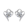 Silver bracelet, fresh earrings, cute brand zirconium heart shaped, nail decoration, Japanese and Korean