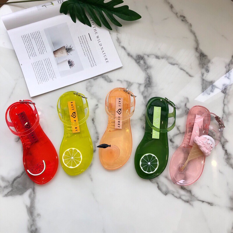 katy perry2023 sandals flat toe beach shoes fruit shoes outdoor casual jelly shoes Internet celebrity women's shoes