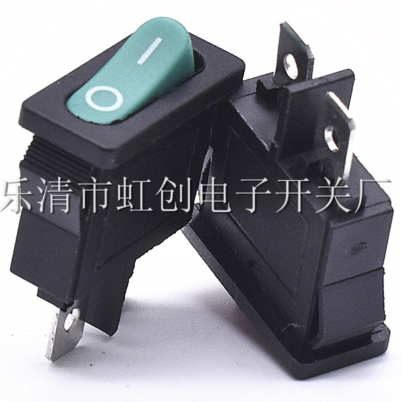 KCD1 9.5*21 绿色盖板 薄船型开关2脚小型仪表仪器 电源开关