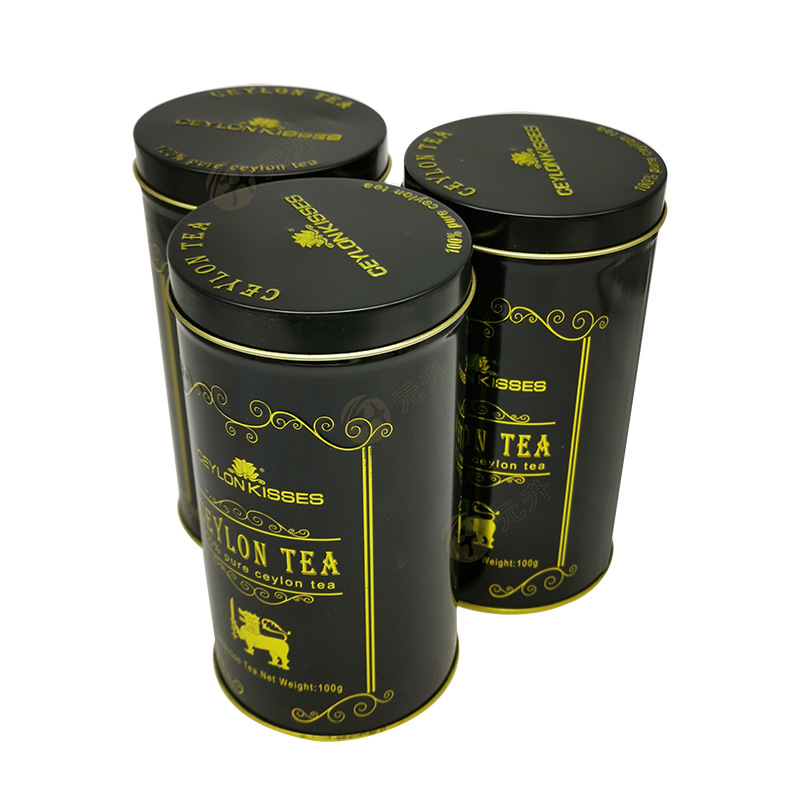 批发黑色炭烧咖啡包装盒红茶圆形马口铁盒茶叶车载香氛礼品盒