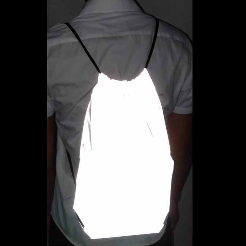 现货广告用210d反光尼龙购物束口抽绳双肩背包布袋涤纶拉绳束口袋