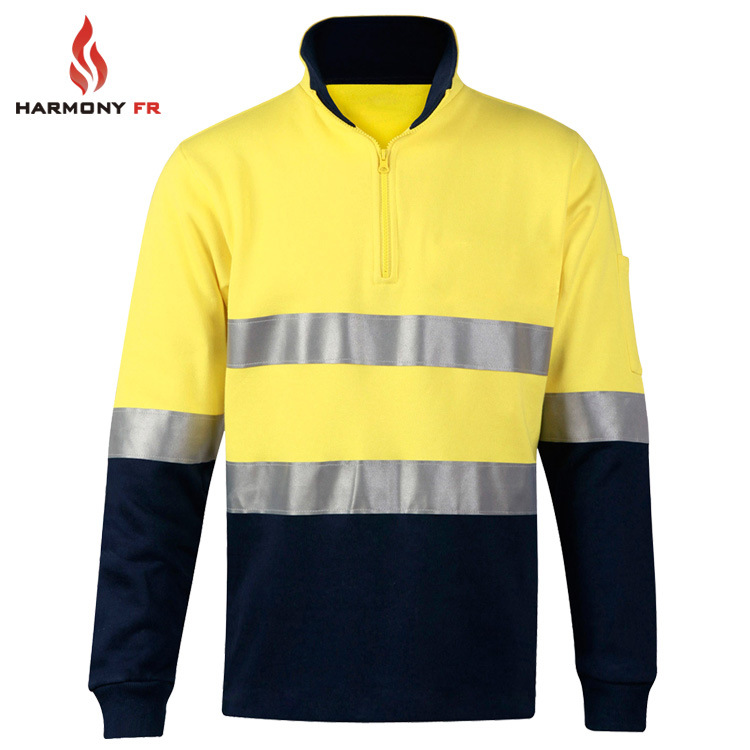 工厂现货直供 防电弧单面绒荧光电焊劳保耐磨车间阻燃防火工作服