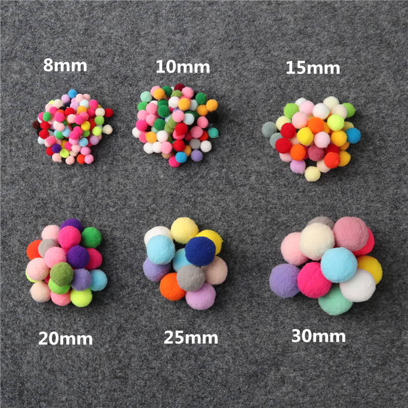 Wool ball 0.8-3.0cm color high elastic fur ball polyester plush ball kindergarten handmade toy clothing accessories
