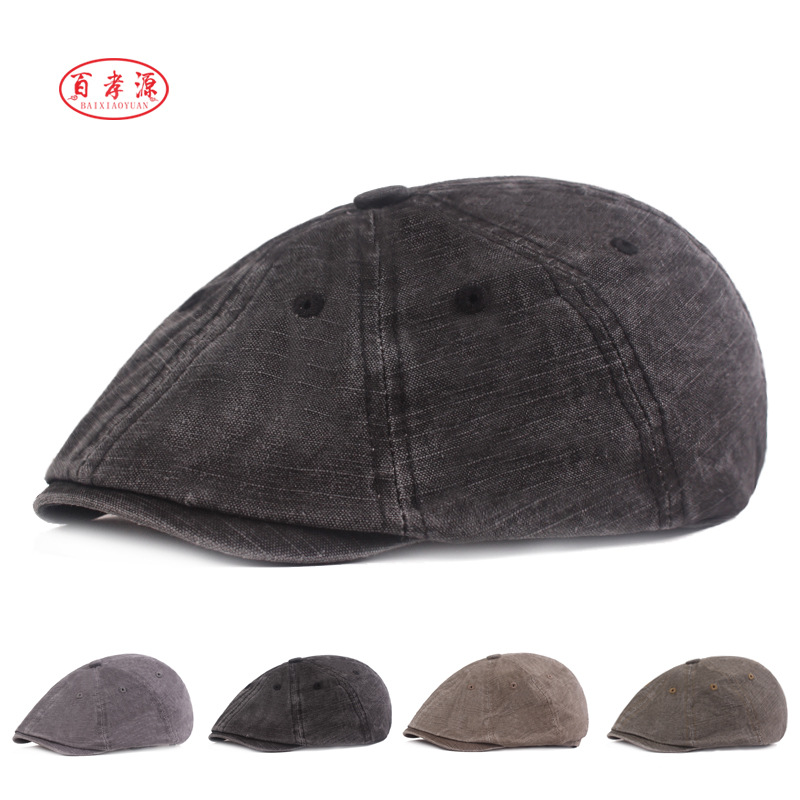 Gorro de Pico Viejo lavado boina de los hombres retro casual sombrero delantero sombrero de mediana edad y ancianos sombrero de comercio exterior