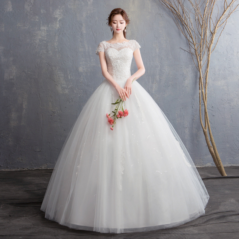 Vestido de Novia Estilo Coreano 2026, con Hombros Descubiertos, Largo hasta el Suelo, con Flores Tridimensionales, Estilo Princesa, Estilizador