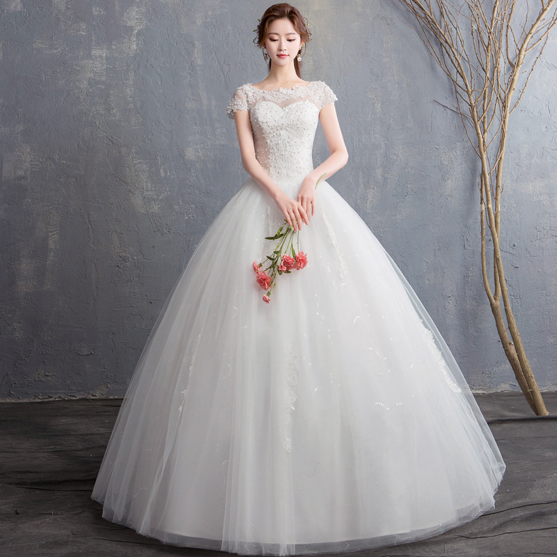 2026 New Style Wedding Dress Off-Shoulder Floor-Length Bride Wedding Korean Version Three-Dimensional Flower Slimming Princess Wedding Dress 2026 New Style Wedding Dress Off-Shoulder Floor-Length Bride Wedding Korean Version Three-Dimensional Flower Slimming Princess Wedding Dress