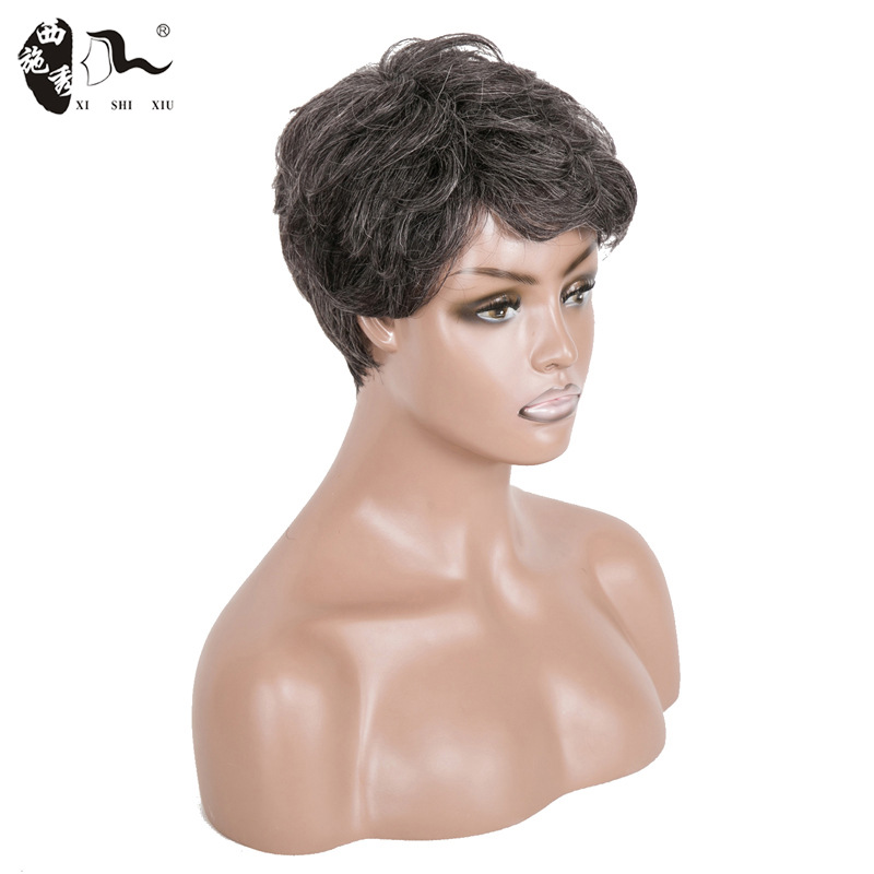 Foreign Trade Wholesale European and American Wigs, Short Curly Women's Hair Sets, Machine-Made Human Hair Wigs, One-Piece Drop Shipping