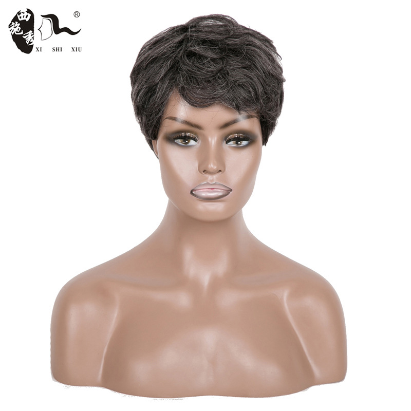 Foreign Trade Wholesale European and American Wigs, Short Curly Women's Hair Sets, Machine-Made Human Hair Wigs, One-Piece Drop Shipping