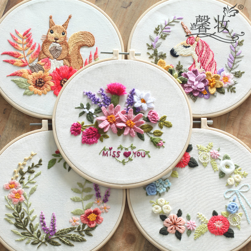 Original new listing European embroidery diy material package semi-finished kit beginner simple teaching cross-border export.