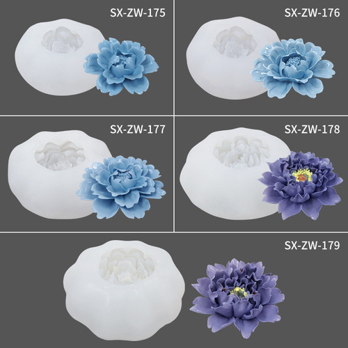 Sanxin Peony Flower Silicone Mold DIY Liquid Epoxy Scented Candle Decorative Ornaments Handmade Soap Abrasives