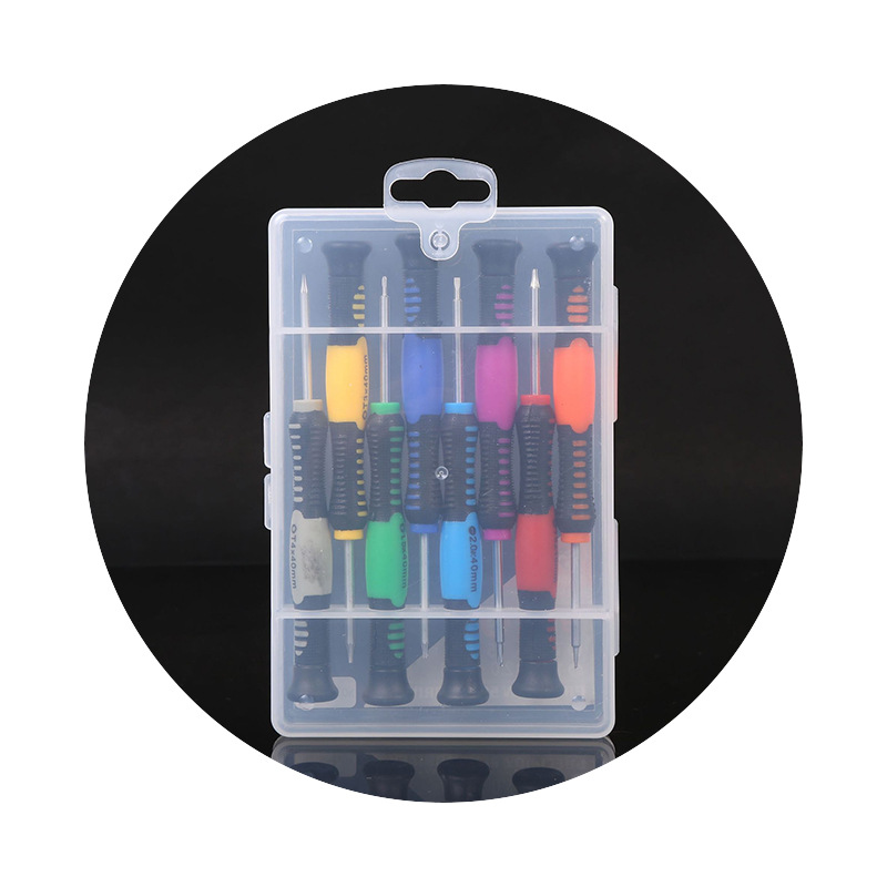 8-en-una caja de plástico multi-tamaño pequeño juego de combinación de destornillador, reloj móvil de reparación y herramientas de desmontaje