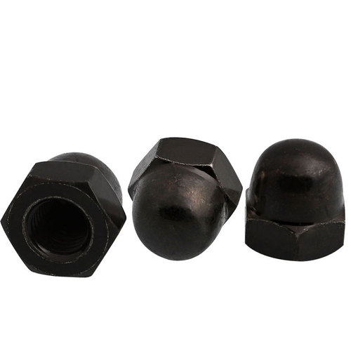 Carbon steel black integrated decorative nut half round head cap nut M5|M6|M8|M10/din1587