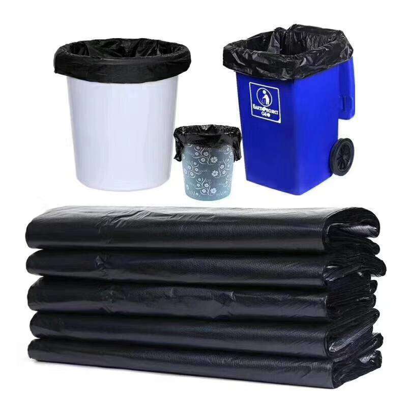 厂家直销批发加厚加大韧性强拉力好物业黑色垃圾袋背心袋平口膜袋