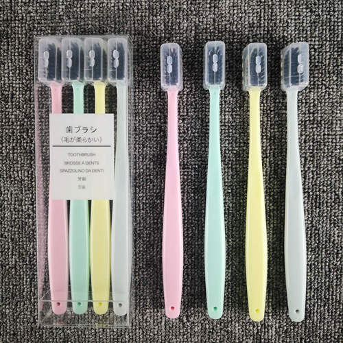 Cross-border Korean version bamboo charcoal toothbrush wholesale adult household soft bristles nano-fine soft large black hair thick handle toothbrush