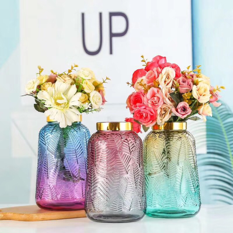 Wholesale Supply New European maple leaf glass vase hydroponic flower arrangement vase creative home decoration flower vase