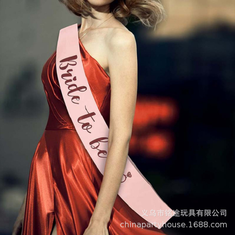 En stock soltero partido ceremonial novia cinturón para ser boda bronceado palabra EQUIPO novia correa de hombro