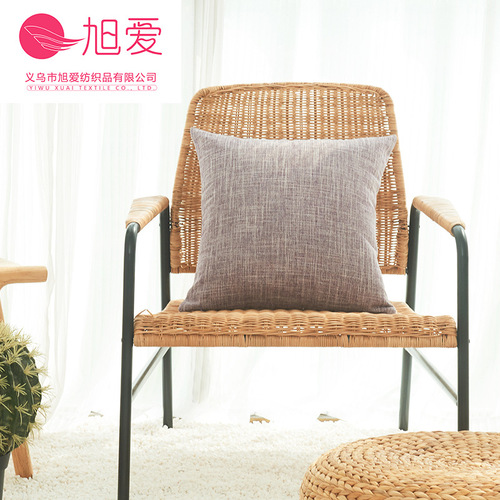 Japanese and Korean style minimalist cotton and linen texture plain color pillow cover solid color fabric sofa cushion cover new product wholesale