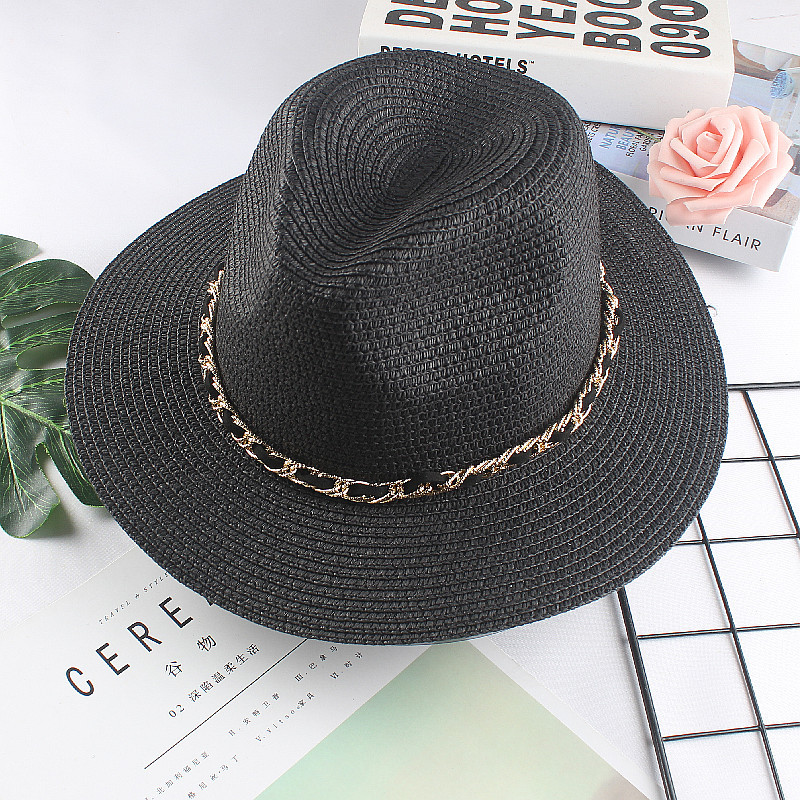 Sombrero de paja de viaje de verano para mujer de estilo coreano sombrero de copa casual jazz británico cubierta de playa Sombrero sol protección solar sombrero de sol marea